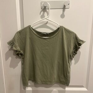 Zara Green Ruffle Sleeve Crop Top
